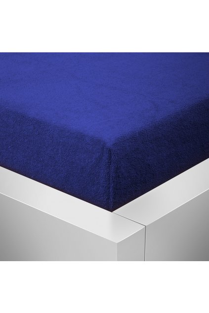 Froté tmavomodré prestieradlo David na dvojlôžko 140×200 cm