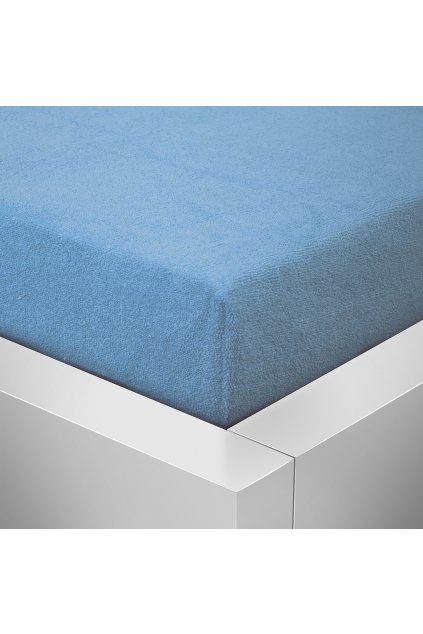 Froté světle modré prostěradlo David jednolůžko 140x200 cm