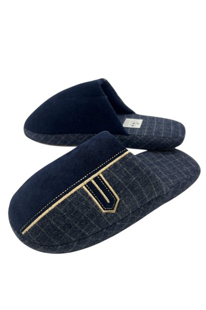 Pánské modré domácí papuče 04