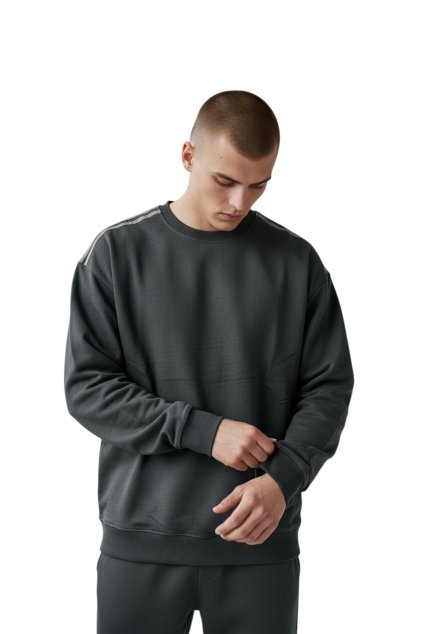 Pánská černá nadměrná zateplená mikina přes hlavu ROBIN