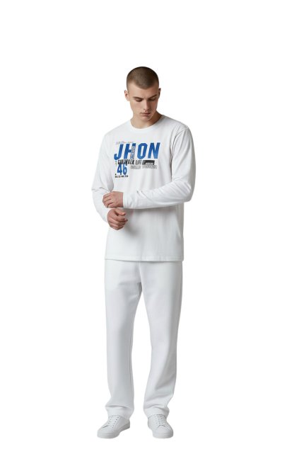 Pánske tričko s dlhým rukávom bielej farby  03