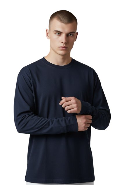 Pánske tričko s dlhým rukávom modrej farby