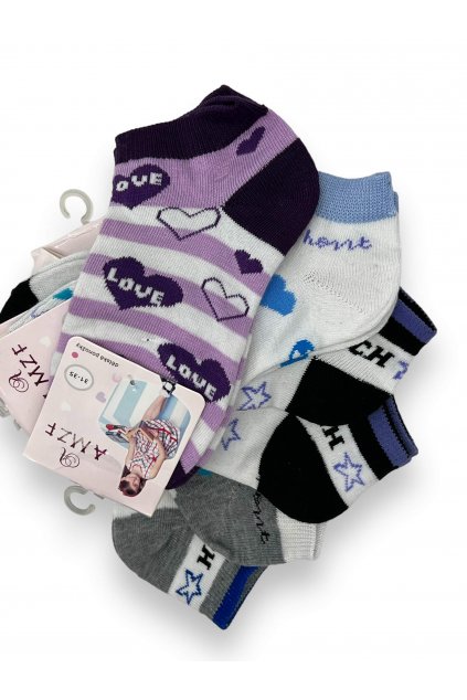Dívčí kotníkové ponožky 6x párů 03