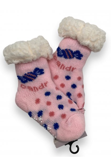 Dívčí zateplené ponožky růžové barvy 1x pár  02