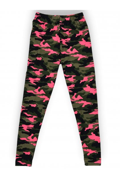 Dívčí legíny s vojenským vzorem růžové barvy