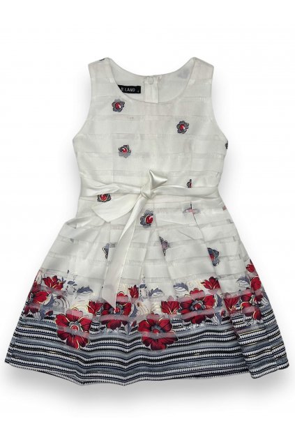 Nádherné dívčí šaty - bílé barvy s červeným vzorem