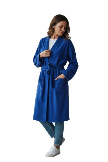 Dámský modrý nadměrný froté župan