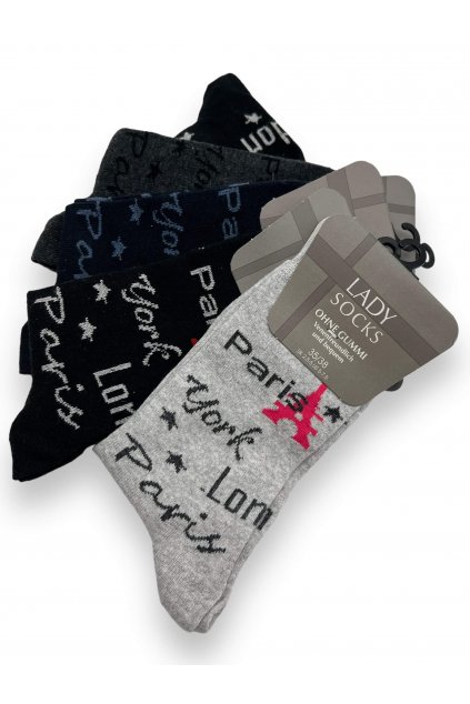 Dámské vysoké ponožky 5x vícebarevné 01