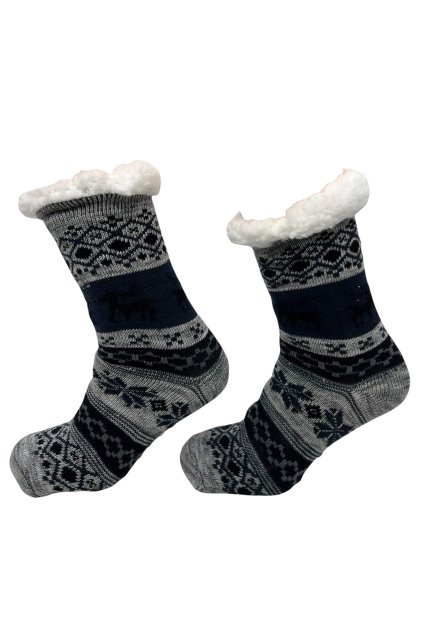 Pánské zateplené ponožky s kožíškem vícebarevné