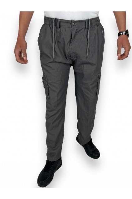 Pánské zateplené kalhoty šedé barvy 02