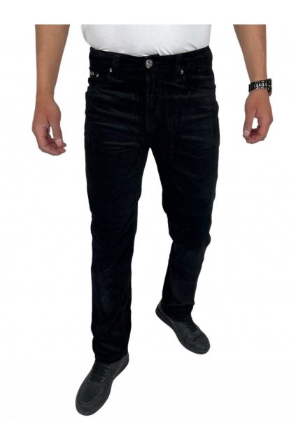 Pánské manšestrové kalhoty černé barvy 02