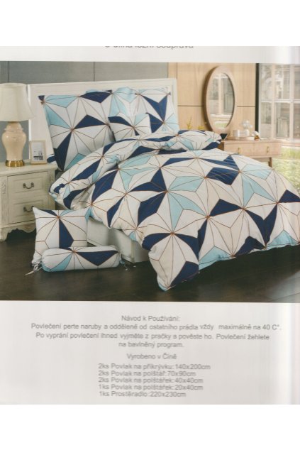 8-dílné bavlněné modré povlečení