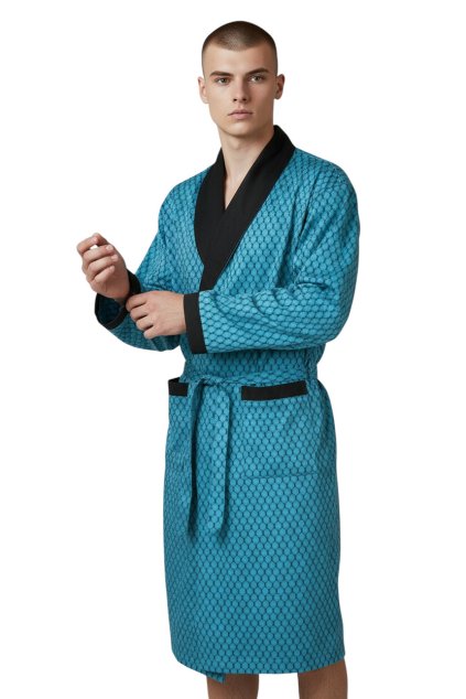 Pánský smaragdový bavlněný župan C-Lemon