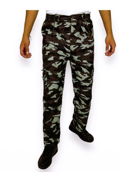 Pánské nadměrné plátěné kalhoty maskáčové barvy