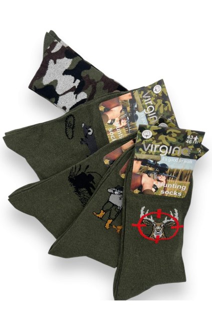 Pánské bavlněné vysoké ponožky 5 párů maskáčové