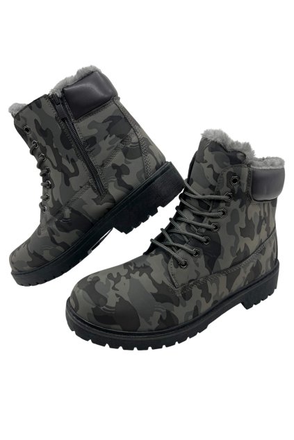 Pánské maskáčové šněrovací zimní boty 03