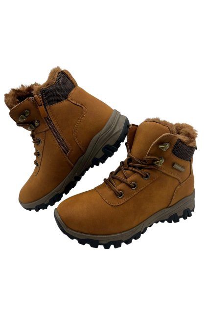 Chlapecké hnědé zimní boty na šněrování