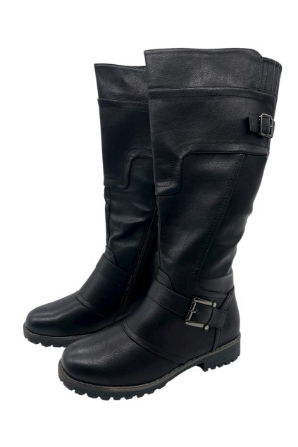 Dámske čierne nadmerné zimné čižmy pre širšie lýtka 01