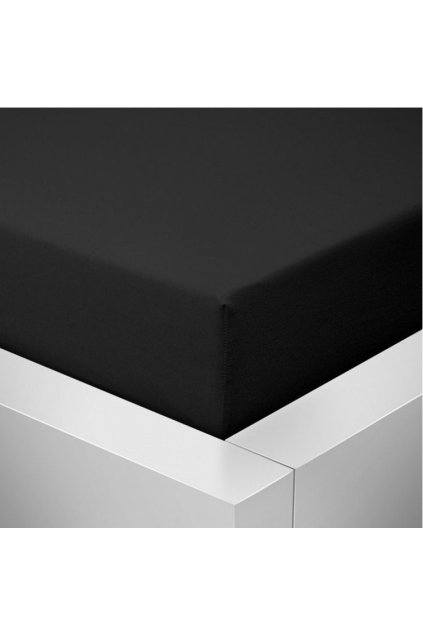 Jersey čierne prestieradlo David na dvojlôžko 160×200 cm
