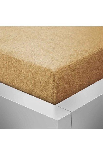 Froté oříškové prostěradlo David dvoulůžko 160x200 cm