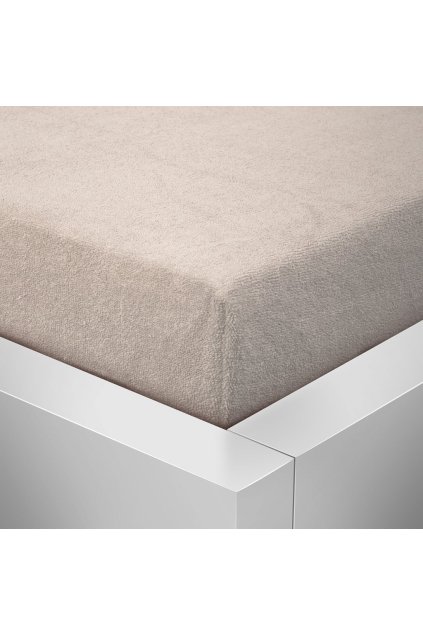 Froté béžové prostěradlo David dvoulůžko 220x200 cm