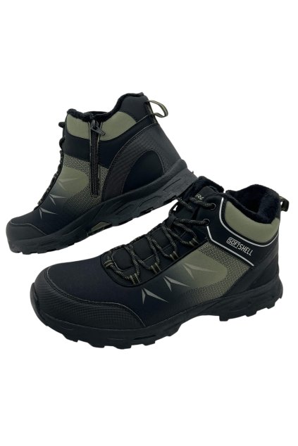 Pánské černé nadměrné zimní softshellové boty se šněrováním 03