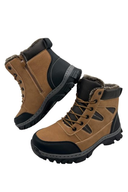 Pánske hnedé zimné topánky na šnurovanie