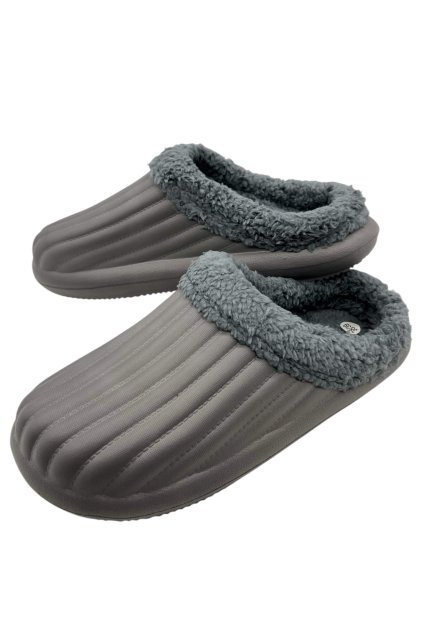 Dámské šedé zateplené gumové nazouváky 06