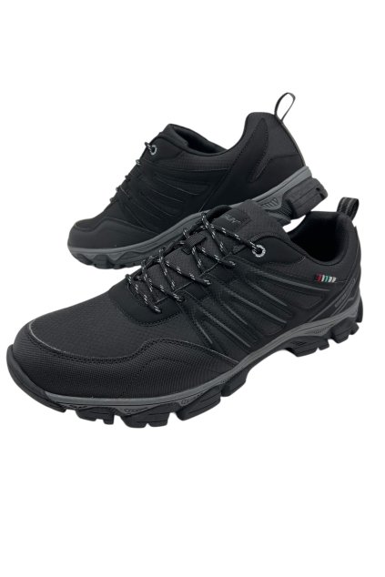 Pánské černé nadměrné softshellové boty se šněrováním 07