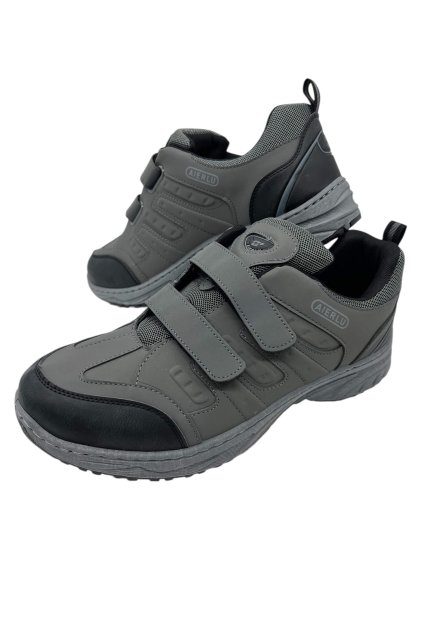 Pánské šedé nadměrné tenisky na suchý zip