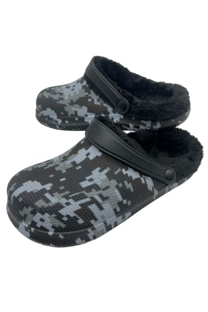 Pánské černé zateplené gumové nazouváky 04