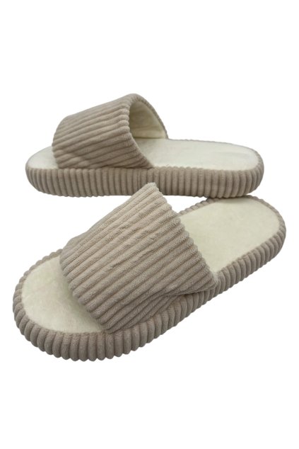 Dámske bežové domáce papuče 02