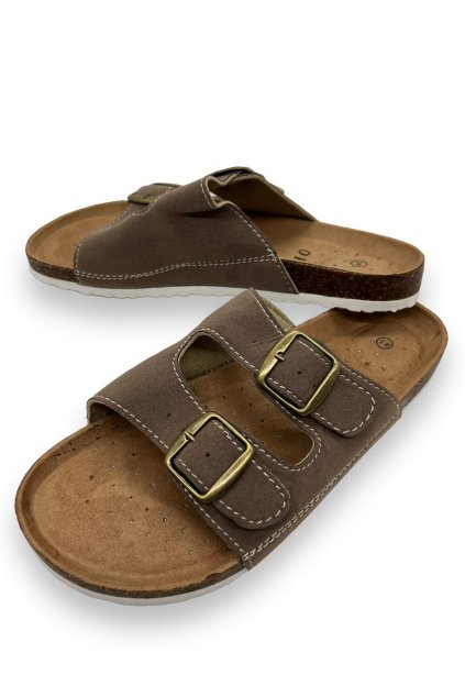 Dámske hnedé korkové papuče