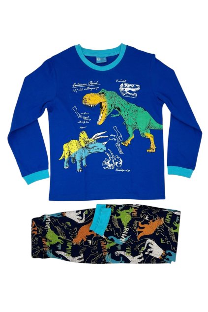 Chlapčenské modré pyžamá s dlhým rukávom