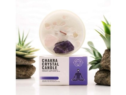 Čakrová svíčka s drahými kameny - Čakra třetího oka