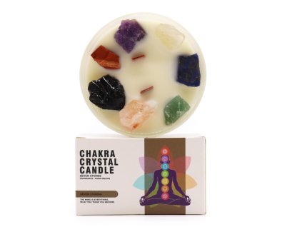 Čakrová svíčka s drahými kameny - 7 čakra