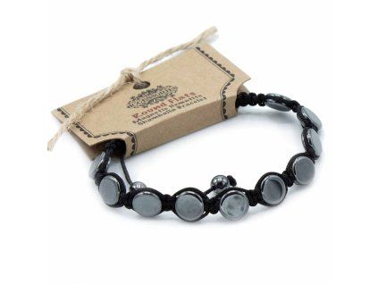 Magnetický hematitový náramek Shamballa - kulaté ploché náušnice