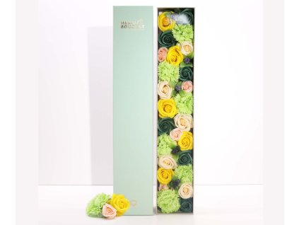 Mýdlové květy v extra dlouhém boxu - žlutá a zelená