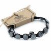 Magnetický hematitový náramek Shamballa - kulaté ploché náušnice