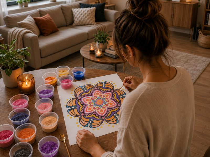 Sand art pro dospělé: když se barevný písek mění v umělecký obraz