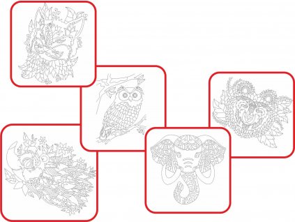 Střední sada ZENTANGLE ZVÍŘÁTKA  - Barevné pískování obrázků