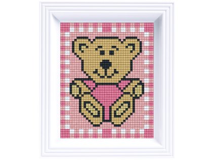 1600 obrazek s rameckem 18 barev ruzovy medved