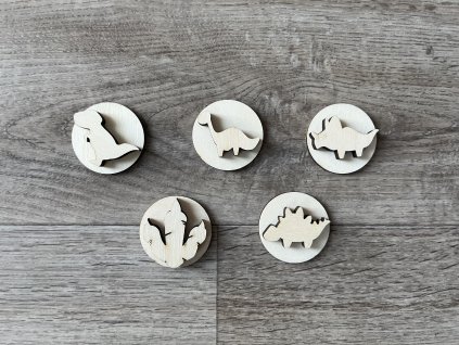 Dřevěná razítka ke kinetickému písku 5 ks DINO