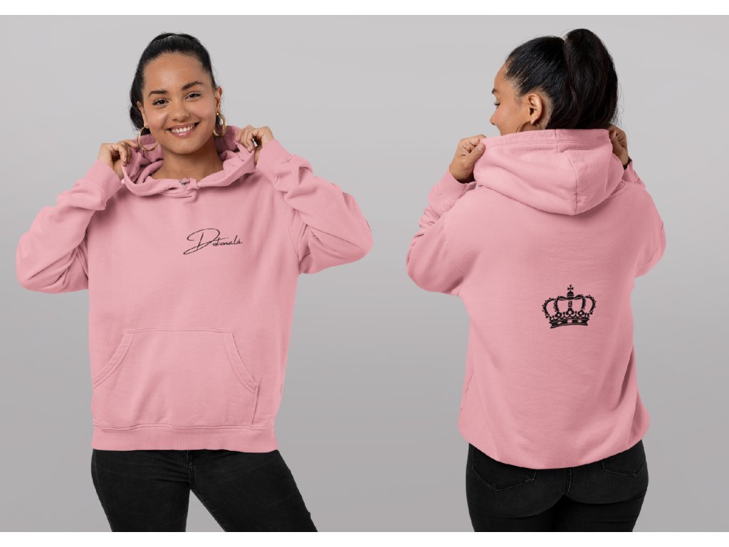 front and back hoodie mockup of a woman in a studio 29657