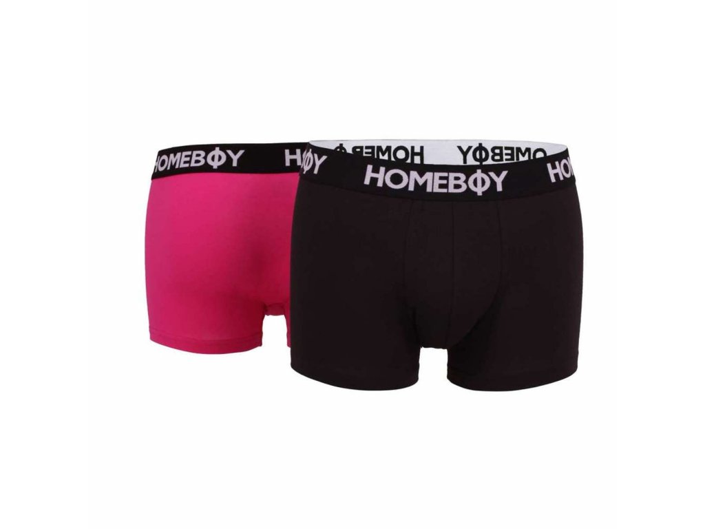 HomeBoy 5100 pánské boxerky 2 kusy, černá/růžová