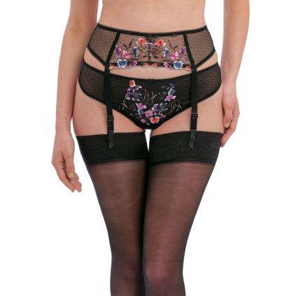 Fantasie Aurelia FL101091BLK podvazkový pás černá s květy