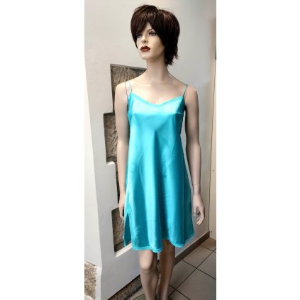 Follia Omega satén, košilka s krajkou, sv.modrá+modrá krajka