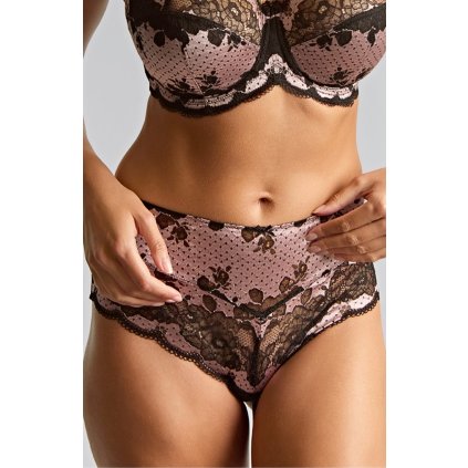 Panache Clara 7258 vysoké krajkové kalhotky černo růžová 6