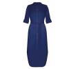 Marc André LD23 06 letní dámské propínací šaty pásek a límeček barva modré
