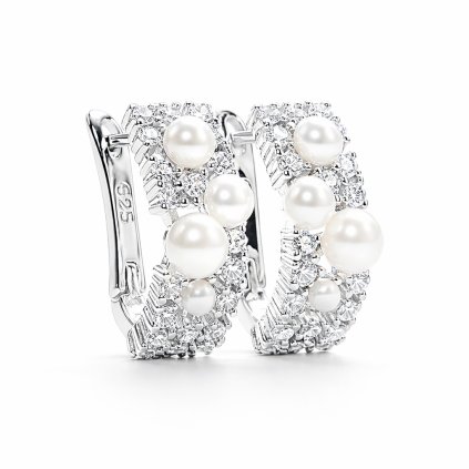 Stříbrné náušnice s perlami a zirkony